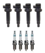 Denso 4 Ignition Coils & 4 Iridium Power Spark Plugs .044 Kit For 1.8L L4 1ZZ-FE