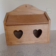 Vintage Drewniany otwór na pudełko serca na ścianę Oryginalny ozark uprawiany dąb Natywne drewno