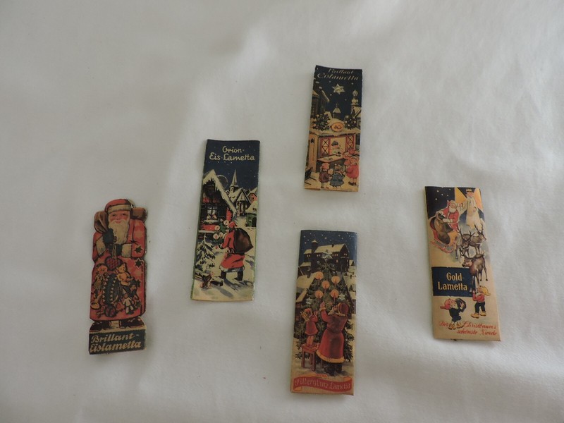 Five Packages of Miniature Christmas Tinsel Doll House Size