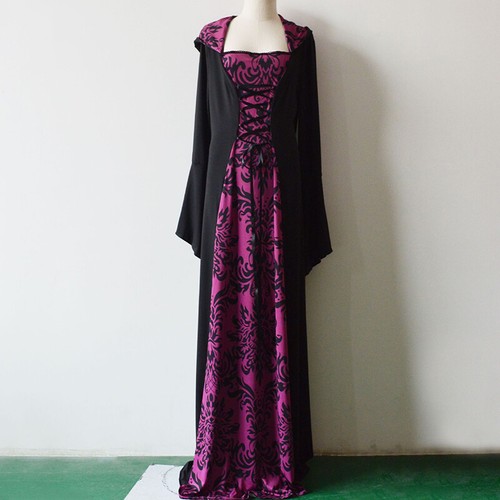 Abito vintage donna vittoriano medievale rinascimentale abito gotico costume con cappuccio - Foto 9 di 12