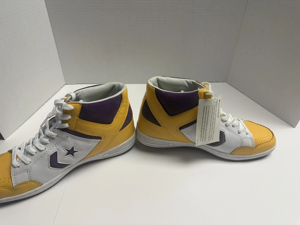 Zapatillas de baloncesto vintage Converse Weapon - blancas, moradas y amarillas (Lakers) Foto 4 de 4