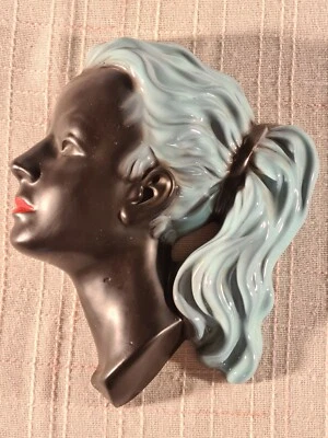 Cortendorf Wandmaske 50er 60er Keramik Kunst Art Deko Frau Gesicht Wandkopf - Bild 1 von 4