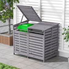 Double 240L Wheelie Bin Store Wooden Waste Bins Storage Hide Shed Outdoor Garden