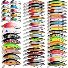 56pcs/set Lot Mixed Bionic Fishing Lures Minnow Hard Artificial Bait Crankbait