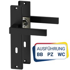 Schwarz T&uuml;rbeschlag CUBE Langschildgarnitur Renovierung Dr&uuml;ckergarnitur BB WC PZ