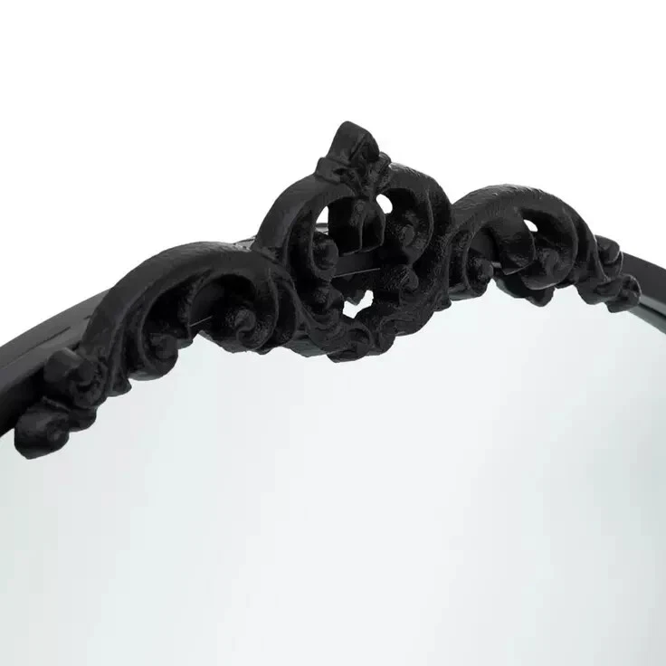 Espelho de parede arqueado vintage antigo-preto tradicional ornamentado barroco francês 32,5" - Imagem 3 de 4