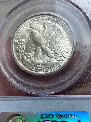 Medio dólar Walking Liberty 1943-P graduación profesional MS 66 explosión moneda blanca soporte azul antiguo - Imagen 6 de 8