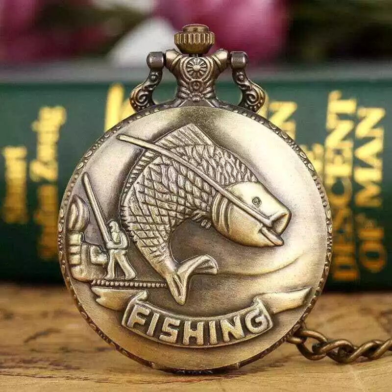 Fishing Pocket Watch NEW Gift for Fisherman Angler Fish