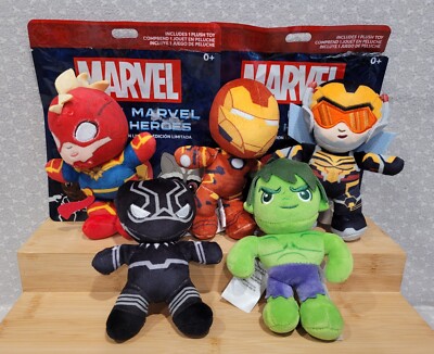 Disney Parks Mighty Marvel Black Panther Hulk Iron Man Captain Wasp Mini  Plush
