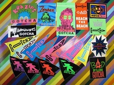 vtg 1980s 1990s Gotcha surf street sticker - classic clothing hang tags