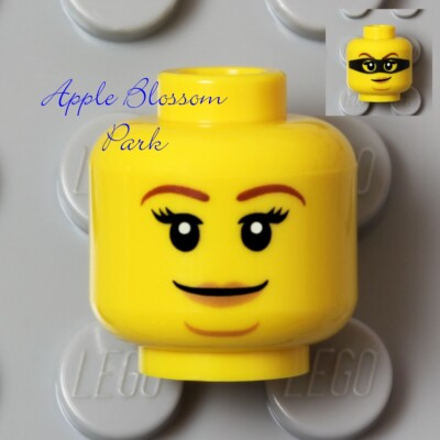 NEW Lego Female MINIFIG HEAD w/Black Zorro Eye Mask Girl Pink Lips Smile Smirk