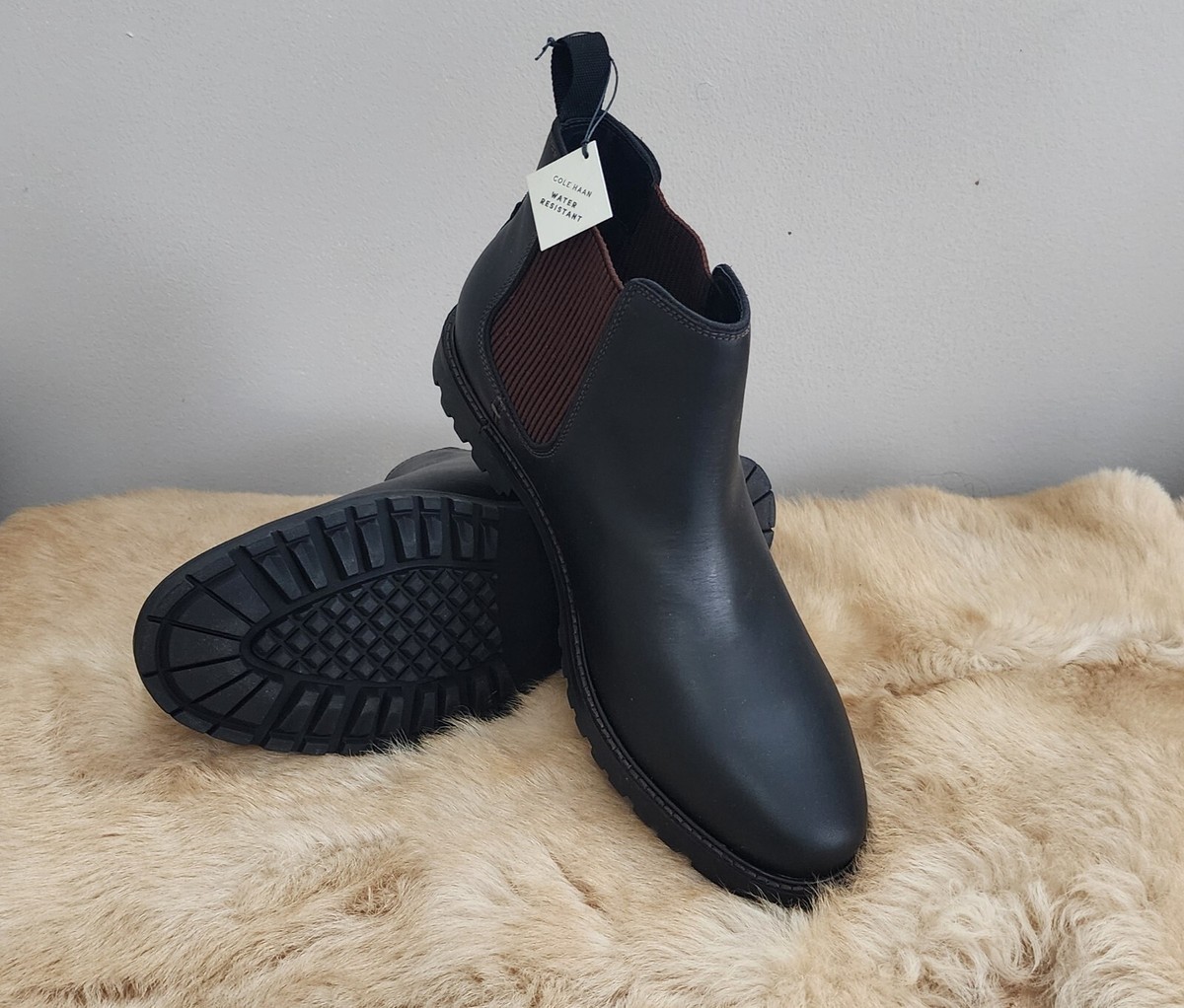 Cole Haan Men\'s Size 7.5 Midland Lug Black Leather Chelsea Boots C37593 COLE HAAN Midland Lug Black Leather Chelsea Boots C37593  main image 2