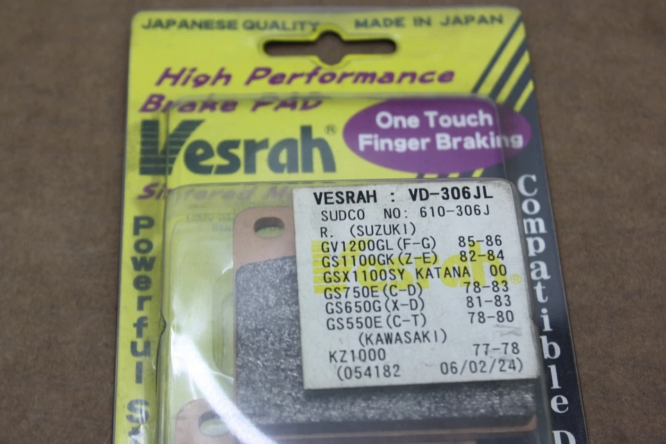 80-84 PASTILLAS FRENO TRASERO SUZUKI GS1100 ALTO RENDIMIENTO METAL SINTERIZADO VESRAH JAPÓN Foto 4 de 4