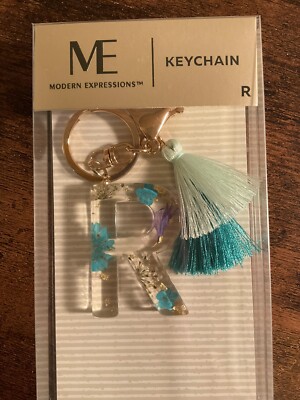 Modern Expressions ''R  Monogram Keychain with Tassels New
