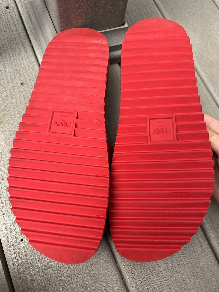 Fendi Red Rubber Slides Rosso Authentic size 11 Mens | eBay