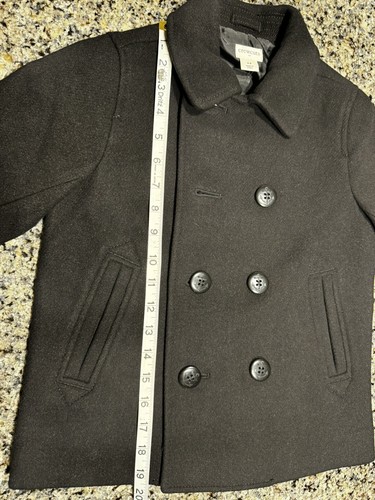 J. CREW Crewcuts Kid’s BLACK Relaxed Wool Blend Peacoat Outdoor Winter Size 4-5 - Picture 8 of 12