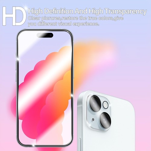 BIGFACE Compatible with iPhone 15 Screen Protector + Camera Lens Protector - Photo 9 sur 10