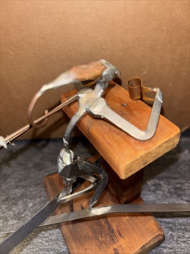 Vintage Metal Nail Wood Art Sculpture Skier Skiing Figure Belly Up To The Bar AA - Picture 8 of 19