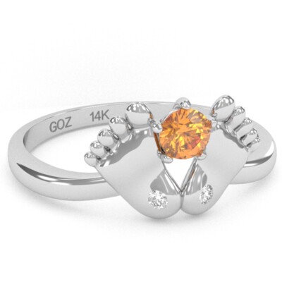 Baby Feet Citrin Diamant Ring in 14 Karat Gold