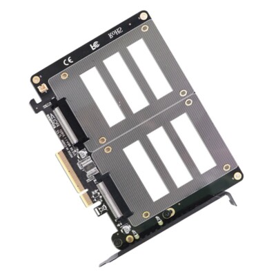 U.2 SSD to PCIe X8 Adapter PCIE 4.0 to Dual 2x U.2 SFF-8639 Disk Riser Card USA