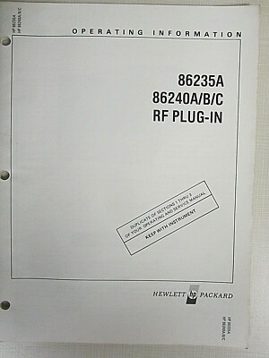 HP 86235A 86240A/B/C RF Plug-In Operating Information 86240-90001 | eBay