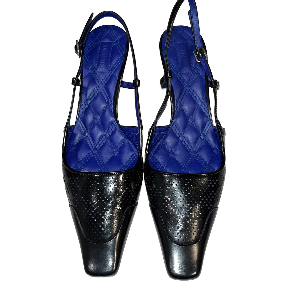 Zapatos de salón BURBERRY Cincel con cordones para gatito negros EU 38 US 8 de cuero perforado Foto 3 de 4