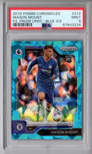 Mason Mount 2019-20 Chronicles EPL Prizm Blue Ice 312 Rookie RC PSA 9 Man United