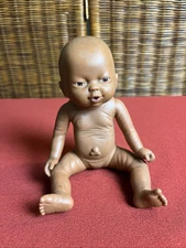 Vintage Emson Newborn Dark Skin Anatomically Correct Girl Baby Doll 8”