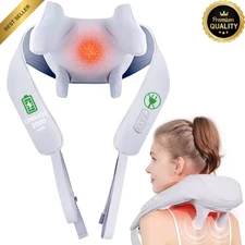 Neck Massager Heat 6D Shiatsu Neck Shoulder Massager Deep Tissue Back