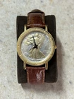 1940 Walking Liberty Half Dollar Watch Brown Leather Band  *Needs New Battery