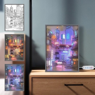 LED City Night View Light Painting HD USB Dimmable Wall Night Lamp