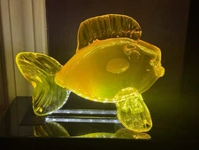 Blenko Weekend Glass Minnow Fish In Gorgeous Creamy Citrine