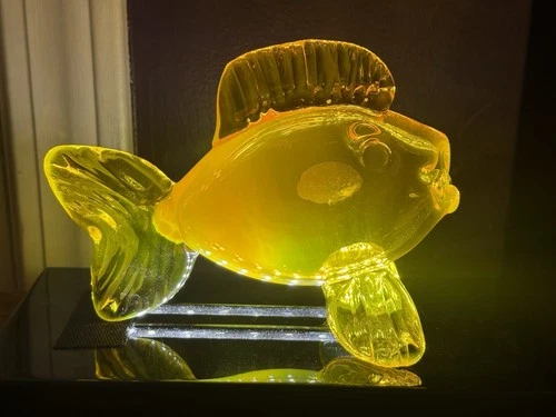 Blenko Weekend Glass Minnow Fish In Gorgeous Creamy Citrine