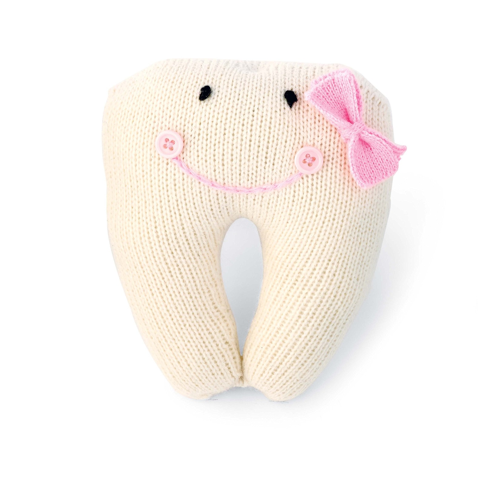 Mud Pie Knit Tooth Pillow Pink Small