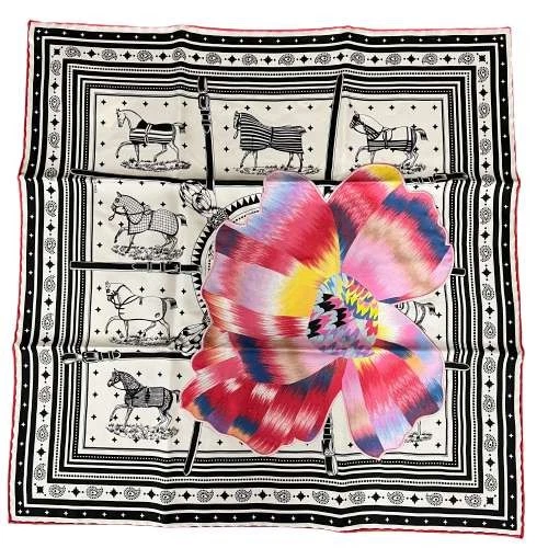 HERMÈS Hermes Carre 55 Sciarpa Bandana Marmo Furri Abito Cavallo Bianco Seta 100 Usato 