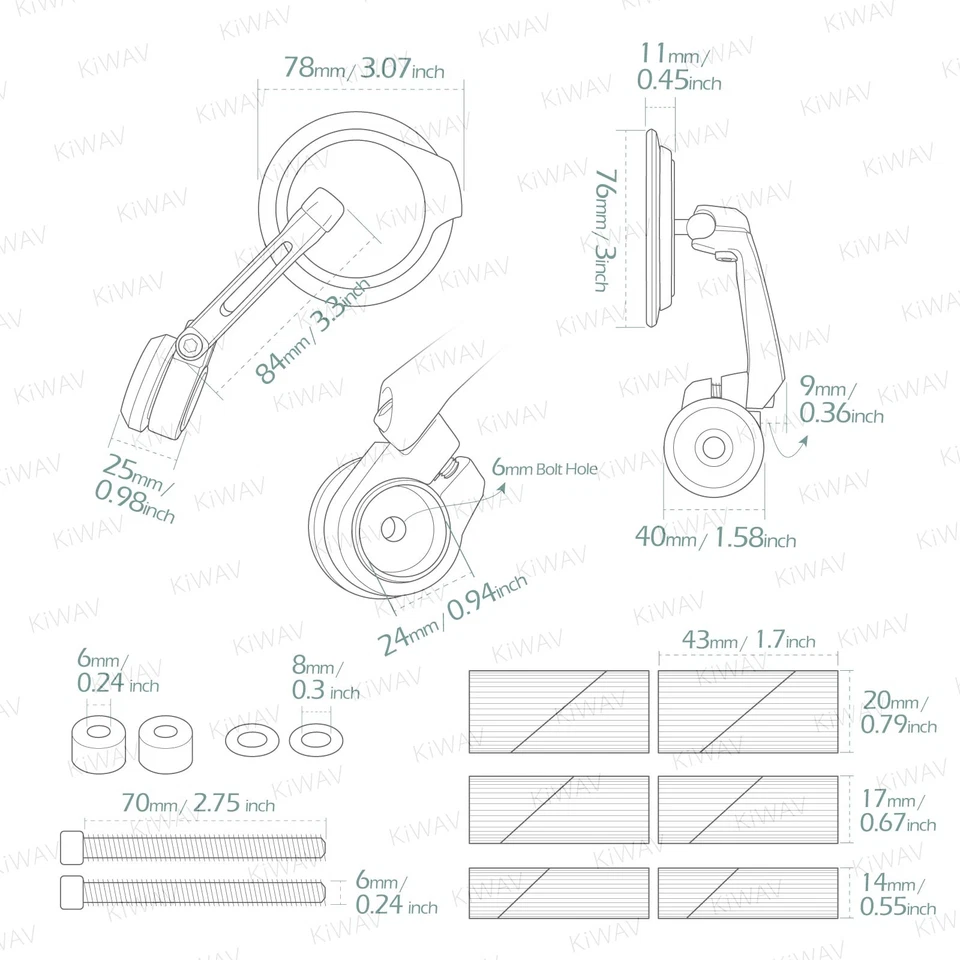 Espejos retrovisores de extremo de barra de peso pesado delgado AURA redondo negro se adapta a la mayoría de las motocicletas Harley Foto 2 de 4