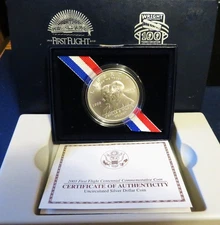 2003 P First Flight Centennial Silver $1 Dollar Uncirculated w/Box&COA