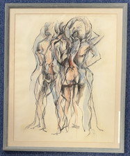 Original Signed Drawing in Life Pastels Turning Nude Study 1989