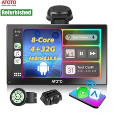 ATOTO Android 10 Portable Universal 4 32GB GPS Car Stereo Radio Front Camera SWC