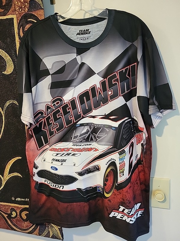 Team Penske Nascar T Shirt All Over Print Racing Tee Brad Keselowski Mens LG