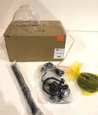 Golden Lighting 3118-M1L BLK-SD Hines 1-Light Black Pendant Seeded Glass Shade