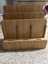 Multi-Device Charging Station Bamboo Organizer for Laptops Tablets Phones