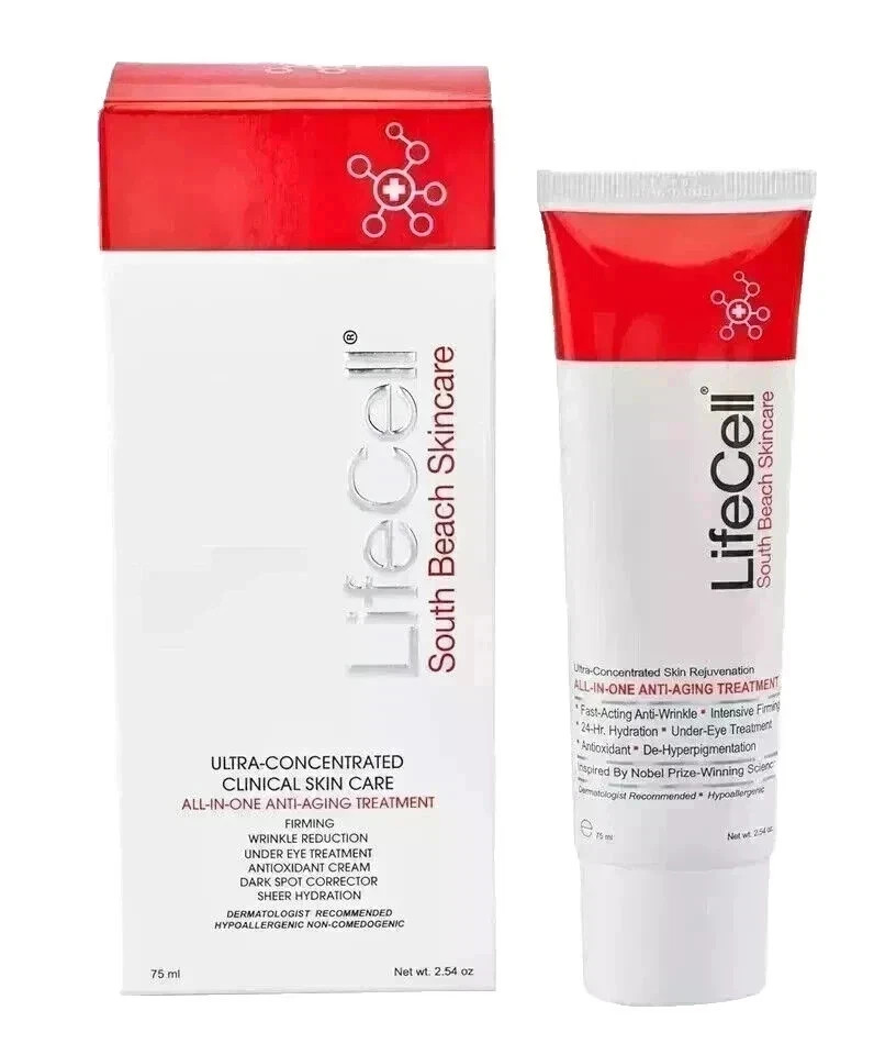 2 Pack South Beach LiveCell Skincare All In One Anti-Aging Treatment 2.54 oz NEW
