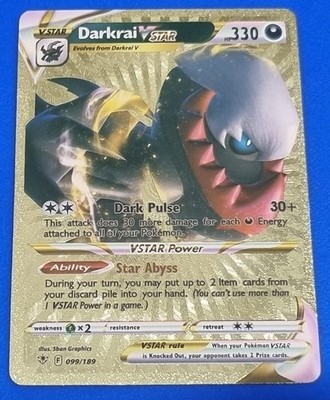 Pokemon Card English Darkrai Vstar 099/189 HP330 Color Gold Golden