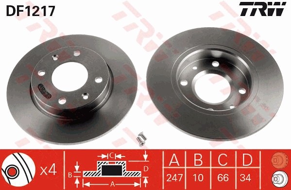 Disque de frein TRW DF1217 en alliage de carbone pour une endurance maximale