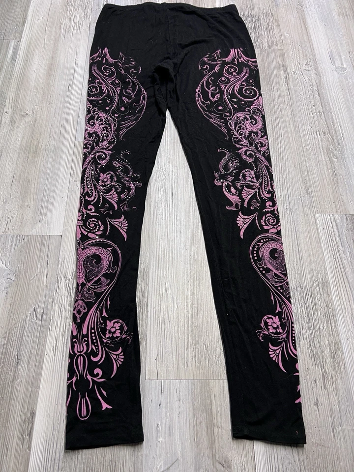 Leggings Vintage Vocal Para Mujer Estrás Y2K Moda Estilo Aflicción Negros Talla L Foto 2 de 4