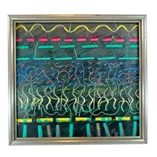 Original Abstract Mixed Media Painting Signed FG Framed Modern Gallery Wall Art