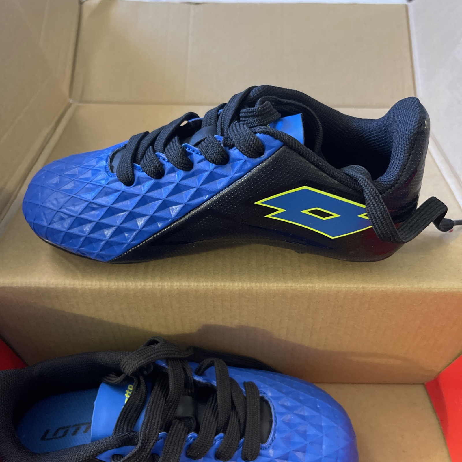 Lotto Tacchetti Calcio Giovanili Forza Elite II Blu Nero Taglia 11 Ragazzo Nuovi Con Scatola