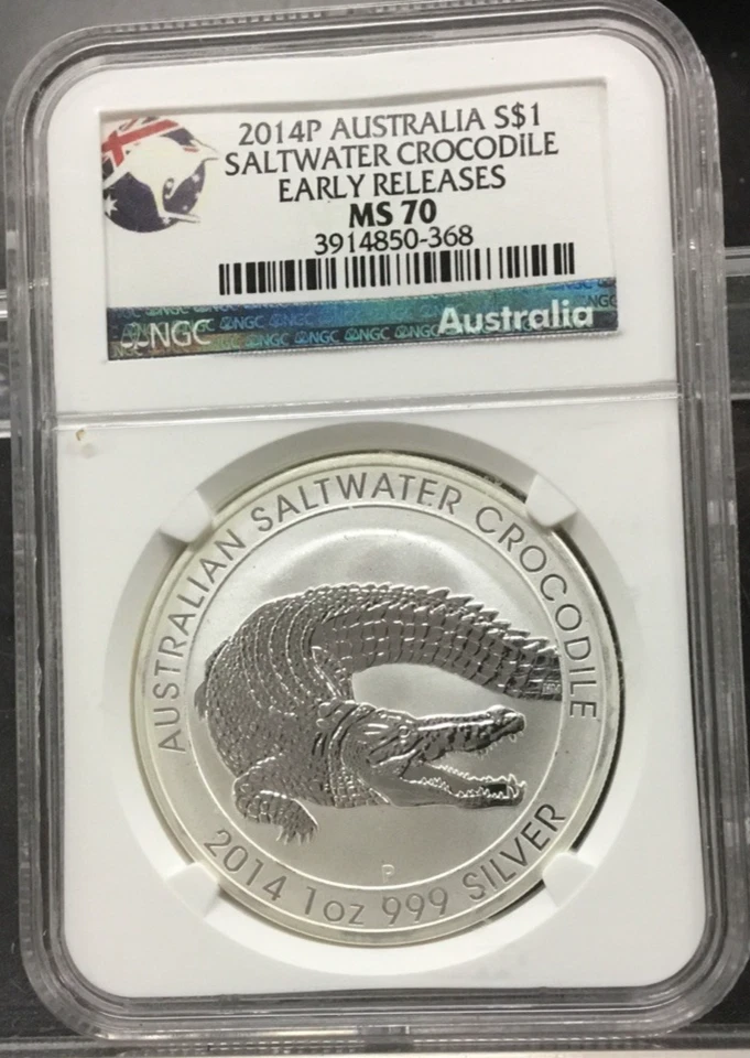 2014-P Australia S$1 Saltwater Crocodile NGC MS 70 Early Releases ~ ROO Label - Image 2 of 4