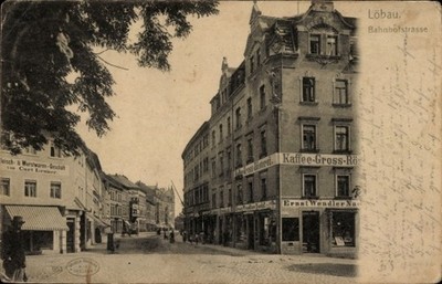 Ak Löbau in Sachsen, Bahnhofstraße, Kaffee-Gross-Rö, Ernst... - 4678784